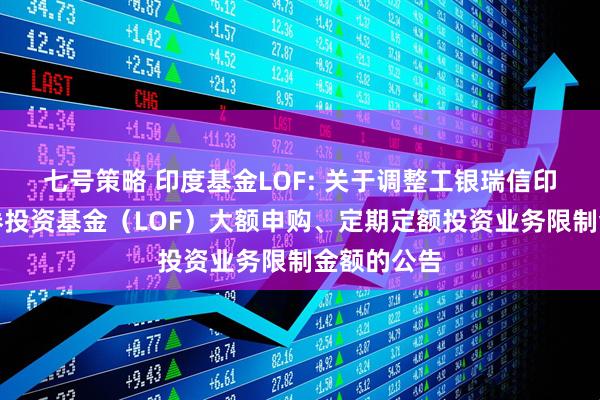 七号策略 印度基金LOF: 关于调整工银瑞信印度市场证券投资基金（LOF）大额申购、定期定额投资业务限制金额的公告
