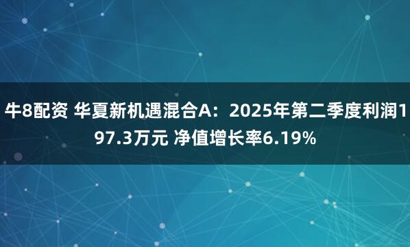 牛8配资 华夏新机遇混合A：2025年第二季度利润197.3万元 净值增长率6.19%