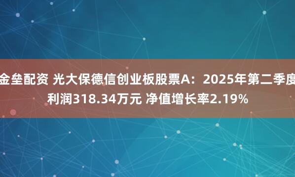 金垒配资 光大保德信创业板股票A：2025年第二季度利润318.34万元 净值增长率2.19%